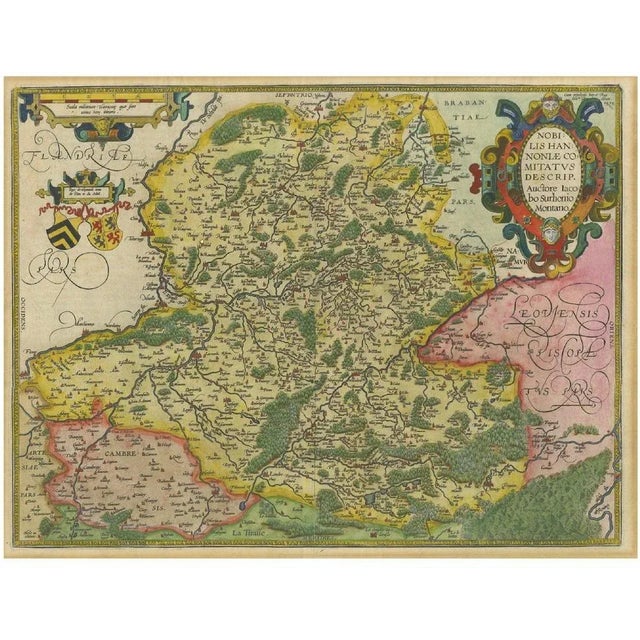 Hand-Colored French-Belgian Border Map, 1590 For Sale - Image 10 of 10