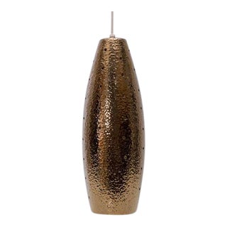 Mid-Century Modern Metallic Pierced Bronze Copper Pendant Light For Sale