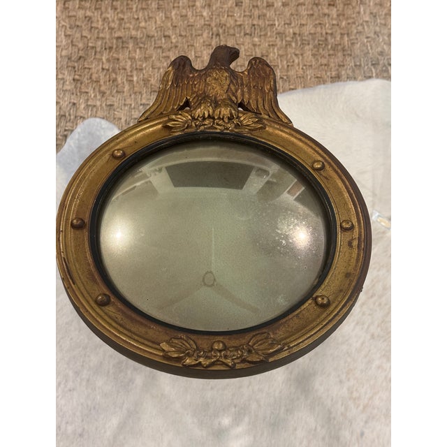 Early 20th Century Small Scale Antique Federal Revival Giltwood Eagle Convex Bullseye Mirror (#2 of 2 Listed) For Sale - Image 5 of 18