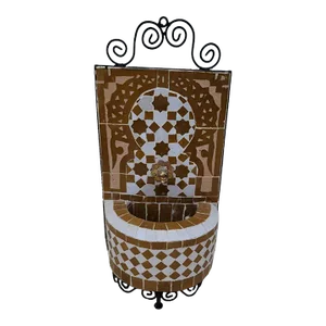 Honey Mustard and White Miniature Moroccan Mosaic Miniature Fountain