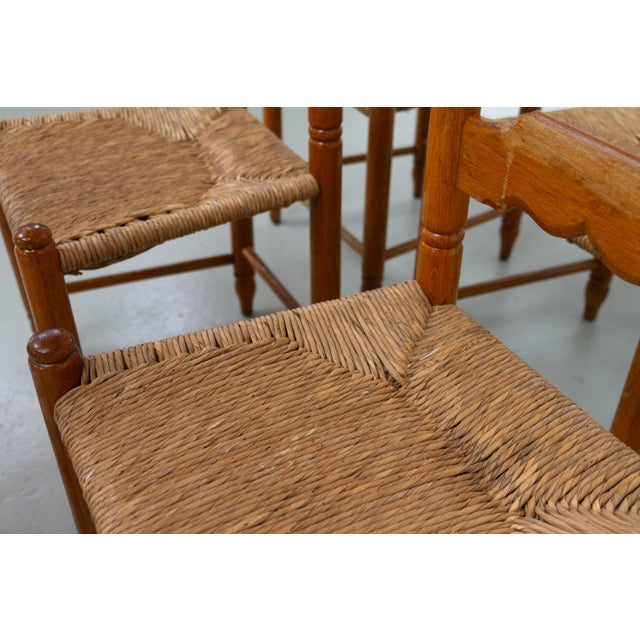 Danish Oak Chairs with Rush Seats in Seagrass by Hans Dau, 1940s, Set of 6 For Sale - Image 15 of 18