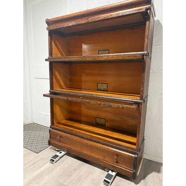 Wood Early 20th Century Globe-Wernicke Barrister Bookcase, Vintage Lawyer Cabinet, Glass Door Stacking Bookcase For Sale - Image 7 of 11