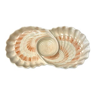 Mid 20th Century Mid Century Modern Fitz and Floyd Chip and Dip Seashell Serving Platter For Sale