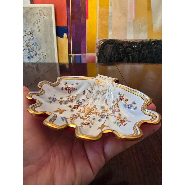 Glass Antique Bohemian Glass Moser Ruby Sea Shell Enamel For Sale - Image 7 of 11