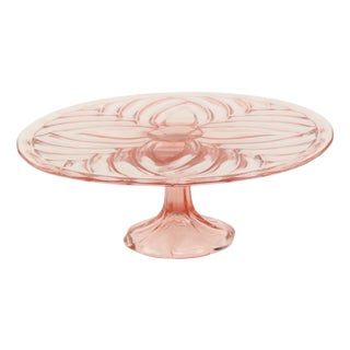 Art Deco Pink Cake Plate from Val Saint Lambert, 1930s For Sale