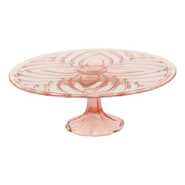 Art Deco Pink Cake Plate from Val Saint Lambert, 1930s For Sale