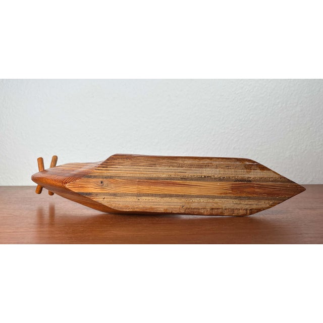 Large Mid-Century Modern Danish Wooden Carved Snail Sculpture, 1960s For Sale - Image 17 of 18