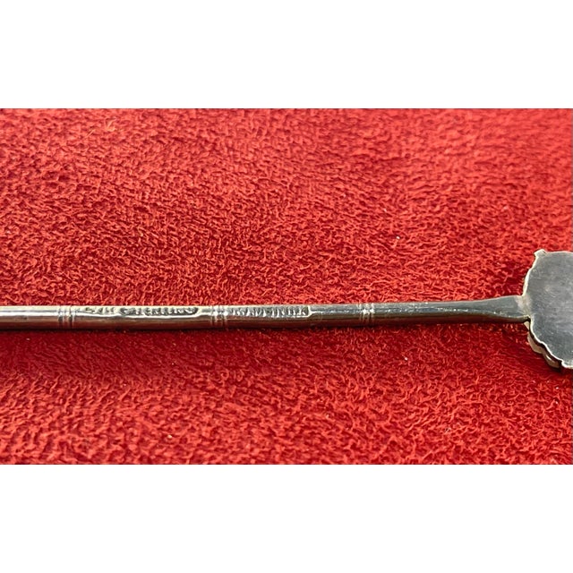 1940s Pure Sterling Silver Antique Set of 5 Spoons W Jade Buddhas 3 3/4” - 5pcs For Sale - Image 11 of 12