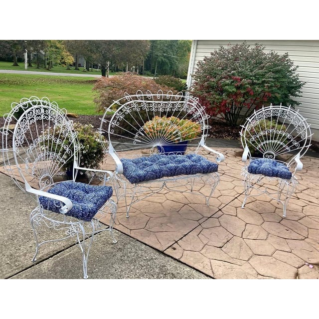 Salterini Stunning Vintage Salterini Peacock Chair, 3 Pieces, Attributed For Sale - Image 4 of 4