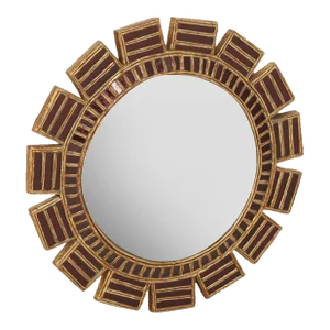 A Purple Glass Convex Mirror in the Manner of Line Vautrin's "Mazarin" Style. Contemporary.