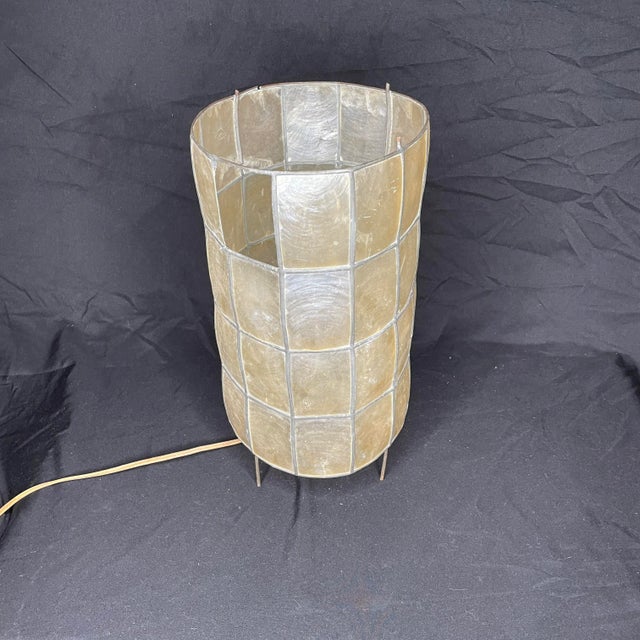 Mid-Century Modern Mid 20th Century Capiz Shell Drum Light For Sale - Image 3 of 7