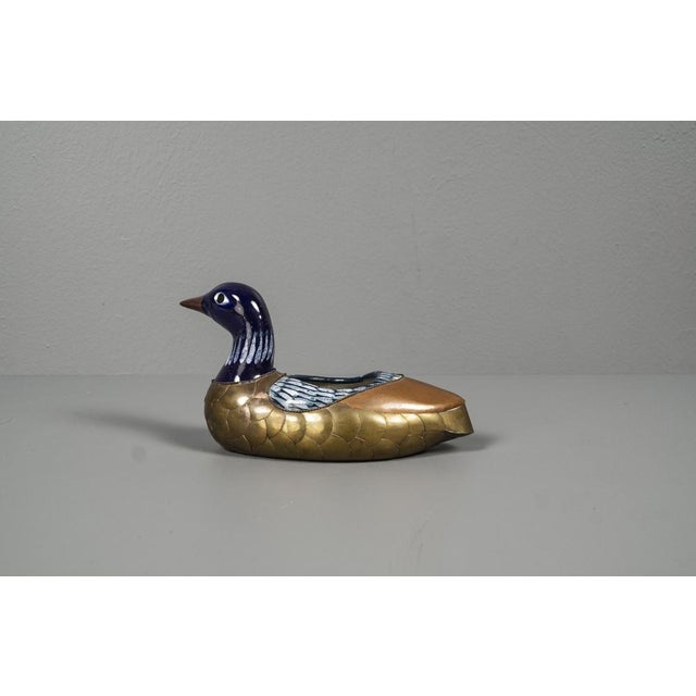 Egyptian Duck With Ceramic, Brass and Enamel Bowl, 1970s For Sale - Image 6 of 12