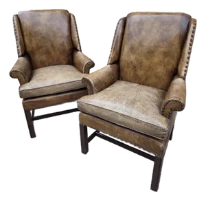 Pair of Henredon Leather Armchairs