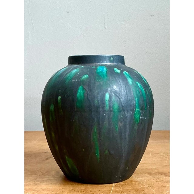 Vintage Drip Glaze Ceramic Vase For Sale - Image 9 of 12