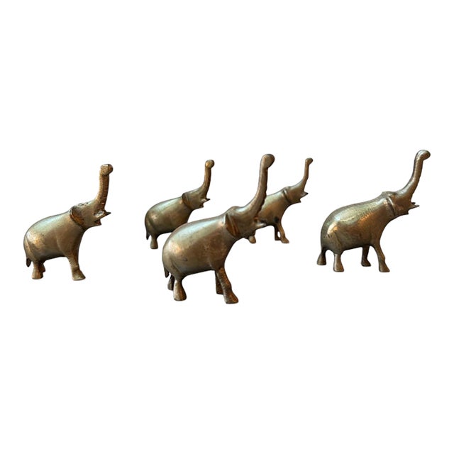 A Quintet of Vintage Brass Elephants: Symbols of Enduring Grace For Sale