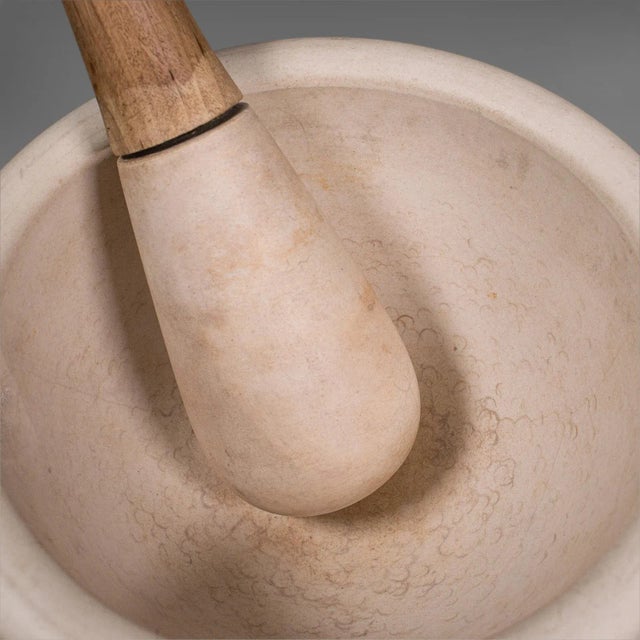 1900s Antique Victorian English Ceramic Mortar and Pestle For Sale - Image 9 of 12