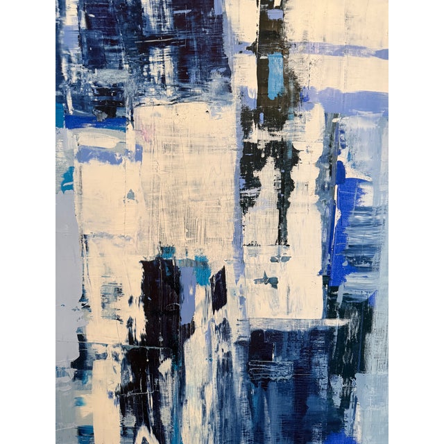 Blue flight Iryna Kitaieva Original Oil Painting custom framed in champagne floating frame Size of canvas (unframed) :...