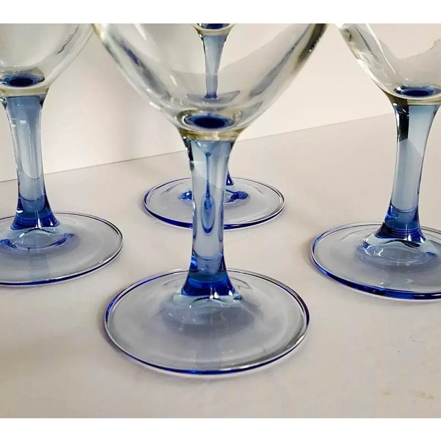 French Blue Stemmed Cristal d'Arques Azur Glasses - Set of 4 - New in Box For Sale - Image 3 of 6