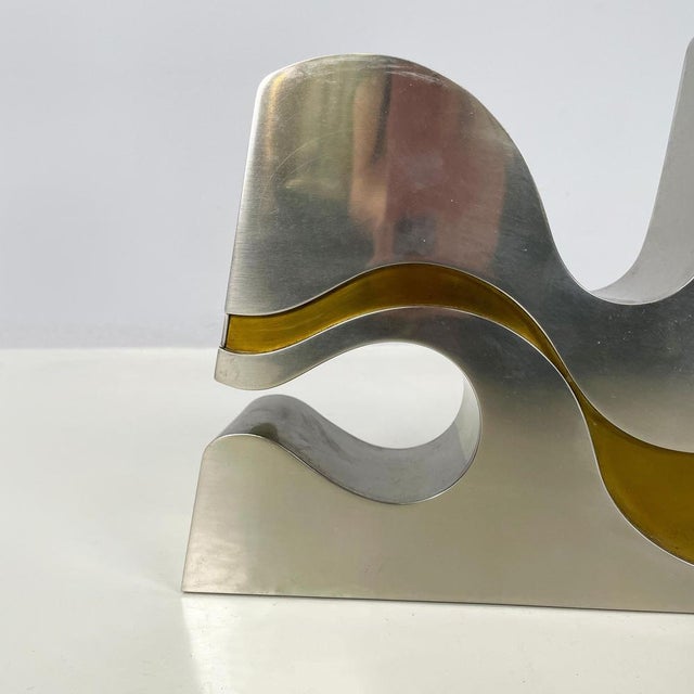 Metal Italian Modern Brutalist Style Metal Gold Metal Sculpture by Edmondo Cirillo, 1972 For Sale - Image 7 of 15