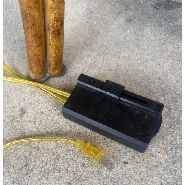 Vintage Maitland-Smith Faux Bamboo and Brass Floor Lamp With Faux Tortoiseshell Lined Leather Shade For Sale - Image 12 of 12