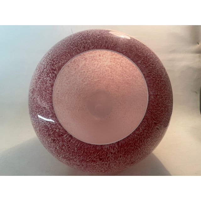 Large 13" Mid-Century Pink & White Spatter Glass Statement Vase For Sale - Image 9 of 9