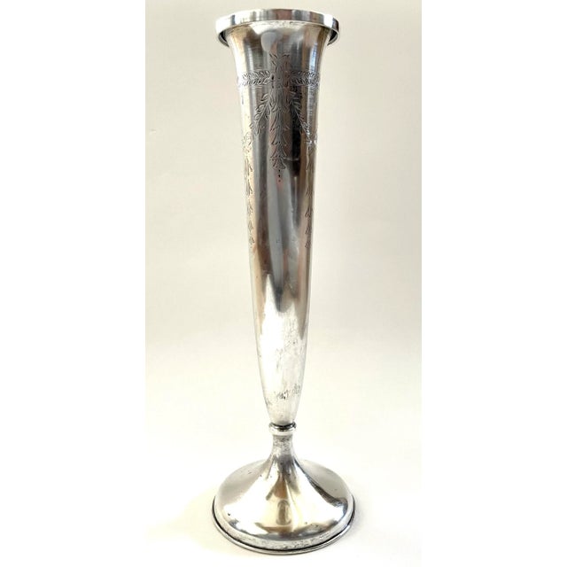 Antique Lebkuecher & Co. Sterling Silver Fluted Engraved Vase Chairish