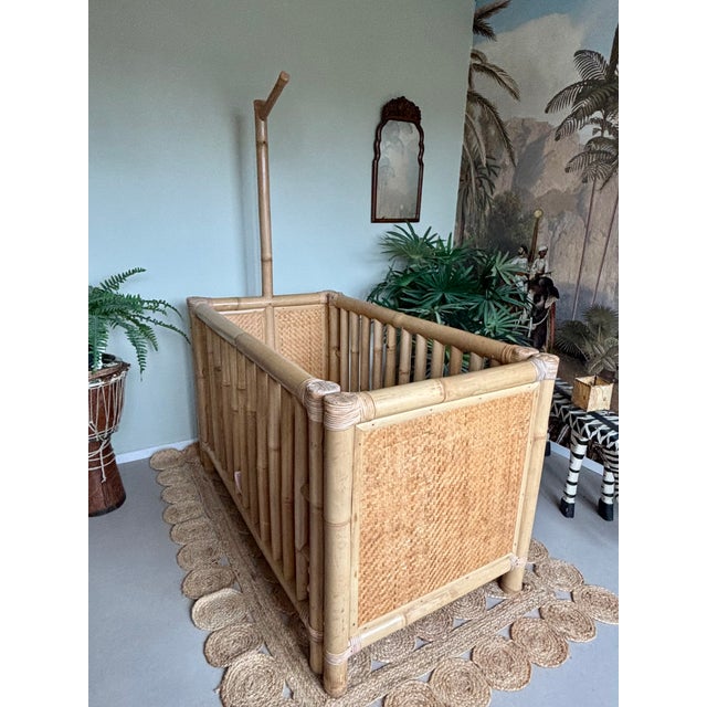 Vintage Bamboo Crib, 1970s For Sale - Image 4 of 8