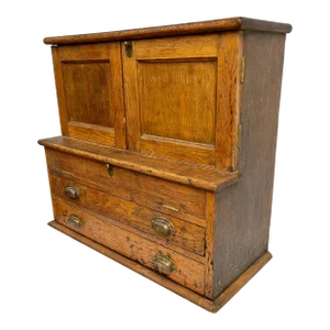 Early 1900s Oak Counter Top Hardware Cabinet