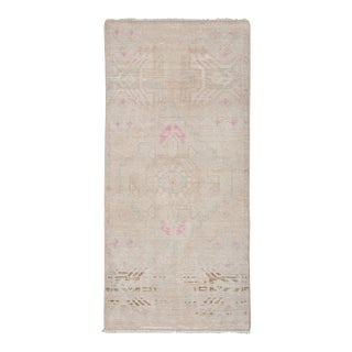 Distressed Low Pile Small Rug Turkish Hand Knotted Yastik Rug For Sale