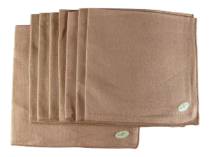 Vintage Irish Linen Terra Cotta Clay Brown Tan Light Mauve Square Cocktail Napkins - Set of 8