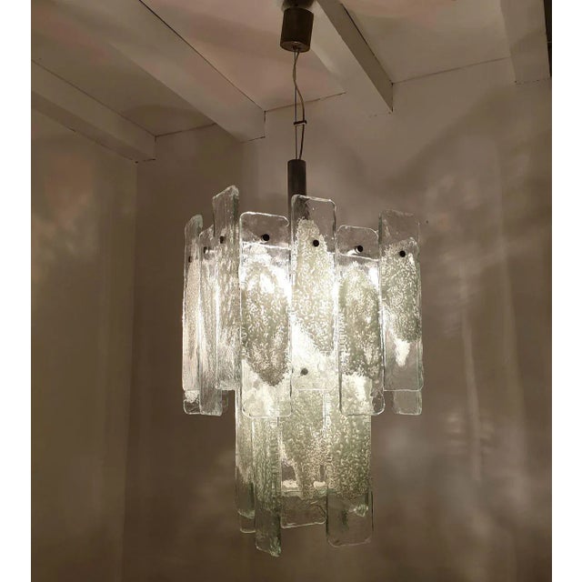 Mazzega Murano White Murano Glass Chandelier Mid Century Modern 1970s For Sale - Image 4 of 12