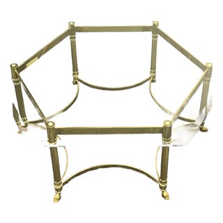 Vintage Labarge Hexagonal Brass and Glass Coffee Table For Sale