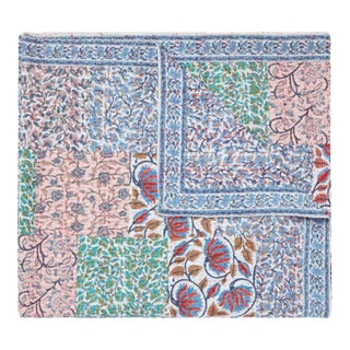 Aizel Twin XL Multi/Blue Patchwork Hand Stitched Quilt For Sale
