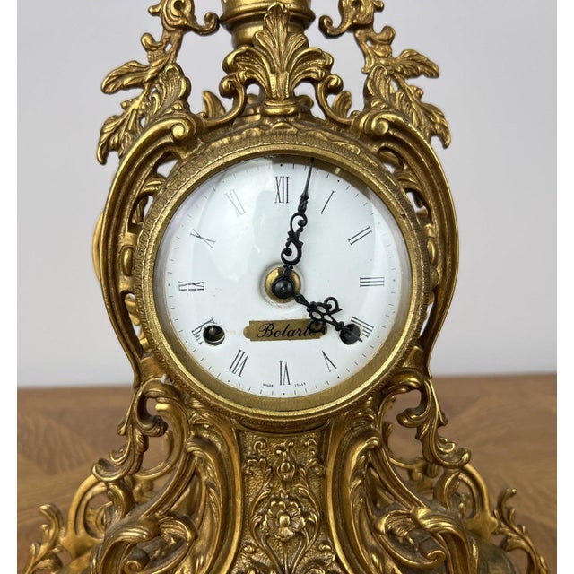 Rococo Vintage Style Clock in Brass For Sale - Image 3 of 14