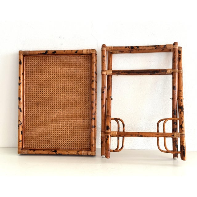 Mid-Century French Bamboo Folding Tray Table in Lacquered Wood, 1970s For Sale - Image 18 of 18