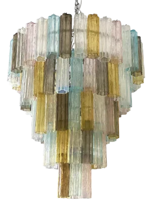 Multicolor Tronchi Murano Glass Chandelier in Venini Style by Simoeng