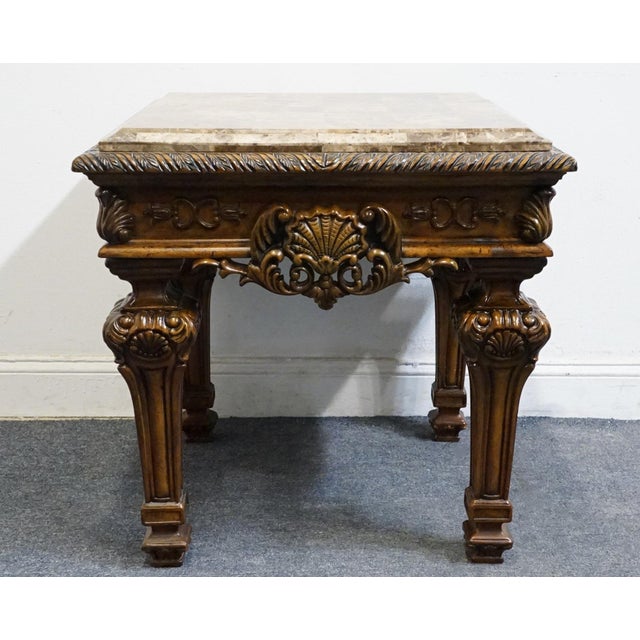 Brown Ashley Furniture Casa Mollino Mediterranean Old World Style 28" Square Accent End Table - Dark Brown Finish W. Granite Top T953-2 For Sale - Image 8 of 9