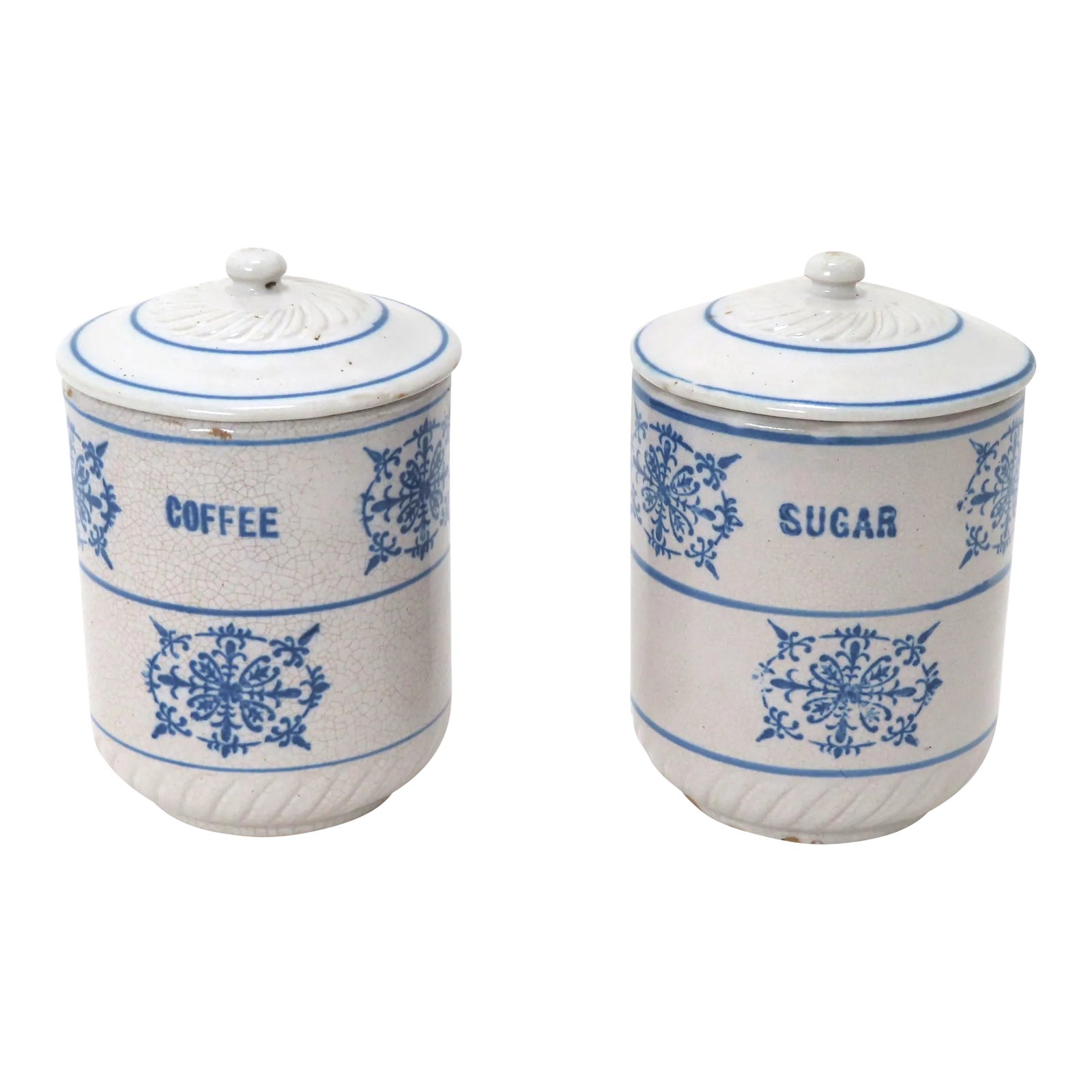 Kitchen Canisters Blue And White Tea Coffee Sugar Canisters Nicola