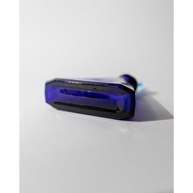 Vintage Italian Triangular Royal Blue Murano Glass Decanter, 1960s For Sale - Image 10 of 13