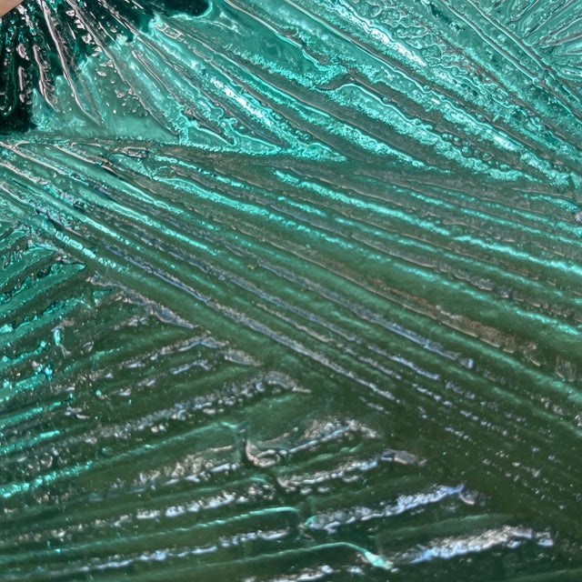 1960s Blenko Green Glass Ashtray – Mid Century Modern Ice Block Textured Geometric Cigar Ashtray For Sale - Image 5 of 7