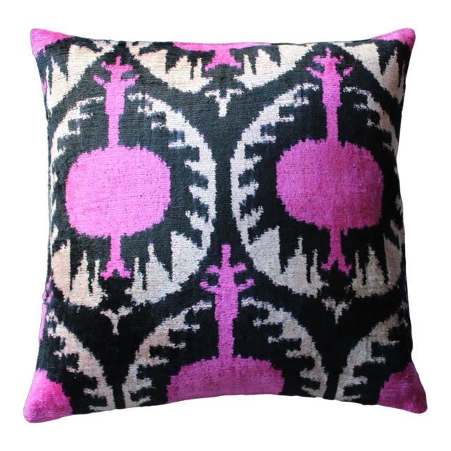 Boho Chic Silk Velvet Ikat Pillow Cover Bohemian Pillow Cover For Sale