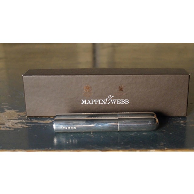 Vintage Solid Silver Cigar Case from Mappin & Webb, 1998 For Sale - Image 4 of 6