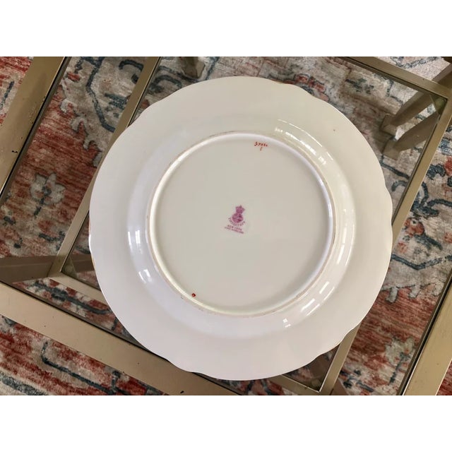 Early 20th Century Tiffany & Co Hand-Painted Floral Scalloped Dinner Plates — Mintons Made in England- Set of 6 For Sale - Image 9 of 10