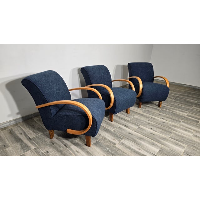 Lounge Chairs by Jindrich Halabala, 1940s, Set of 3 For Sale - Image 6 of 15