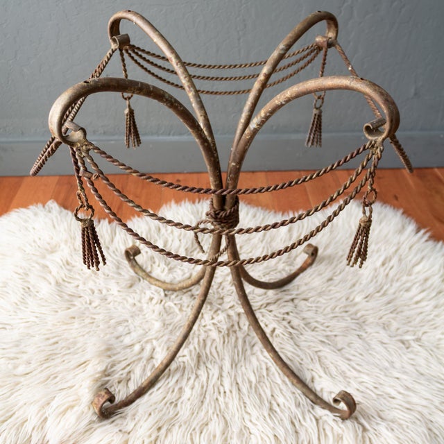 Italian Brass Rope and Tassel Rustic Outdoor Drinks Table For Sale - Image 15 of 18