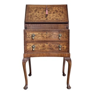 Vintage Walnut Lockable Desk with Drawers, 1890s For Sale