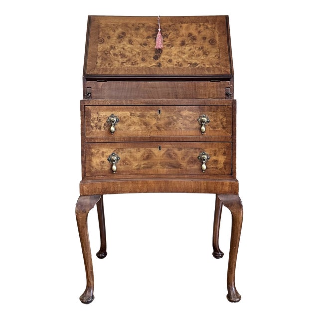 Vintage Walnut Lockable Desk with Drawers, 1890s For Sale