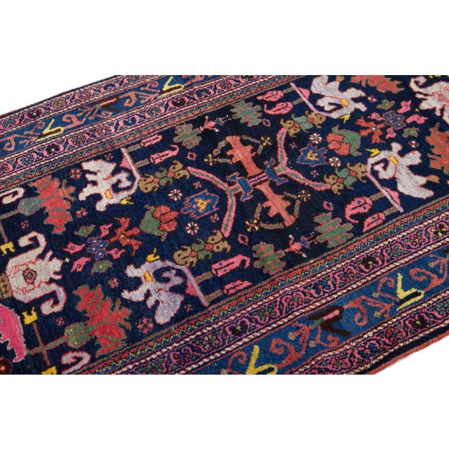 Multicolor Allover Antique Malayer Wool Runner Handmade From the 1900s For Sale In New York - Image 6 of 11