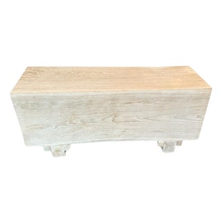 Andrianna Shamaris Minimalist Bleached Teak Wood Log Style Bench For Sale