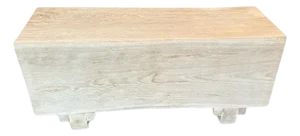 Andrianna Shamaris Minimalist Bleached Teak Wood Log Style Bench